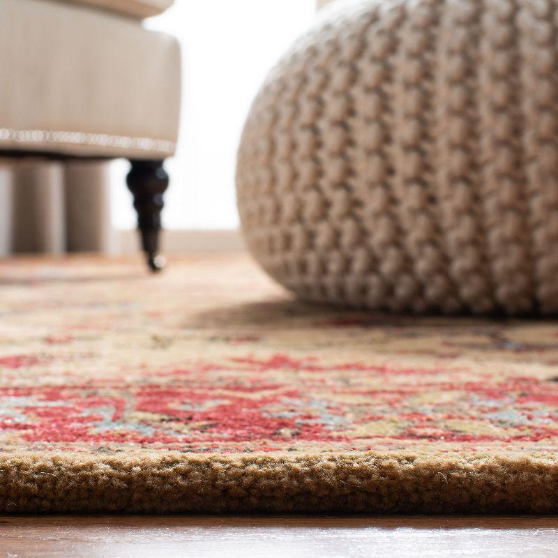 Elegant Red and Beige 3' x 5' Hand-Knotted Synthetic Area Rug