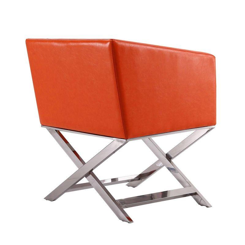 Hollywood Orange Faux Leather and Metal Directors Accent Chair