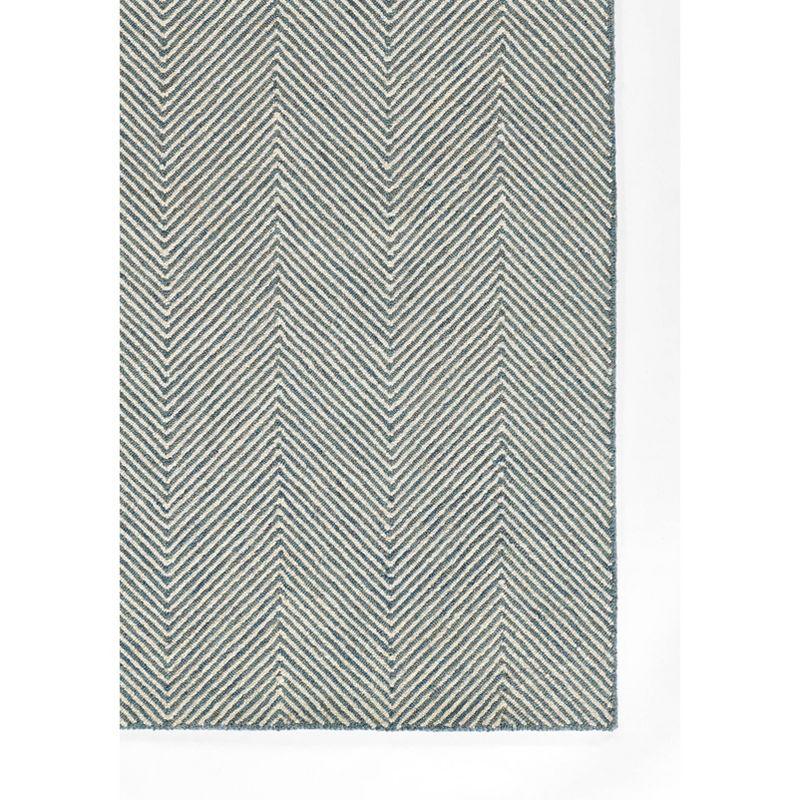 Momeni 5'x8' Charles Zig Zag Handtufted Area Rug Blue: Wool, Cotton & Latex Backing, Low Pile, Indoor Use, Rectangle Shape