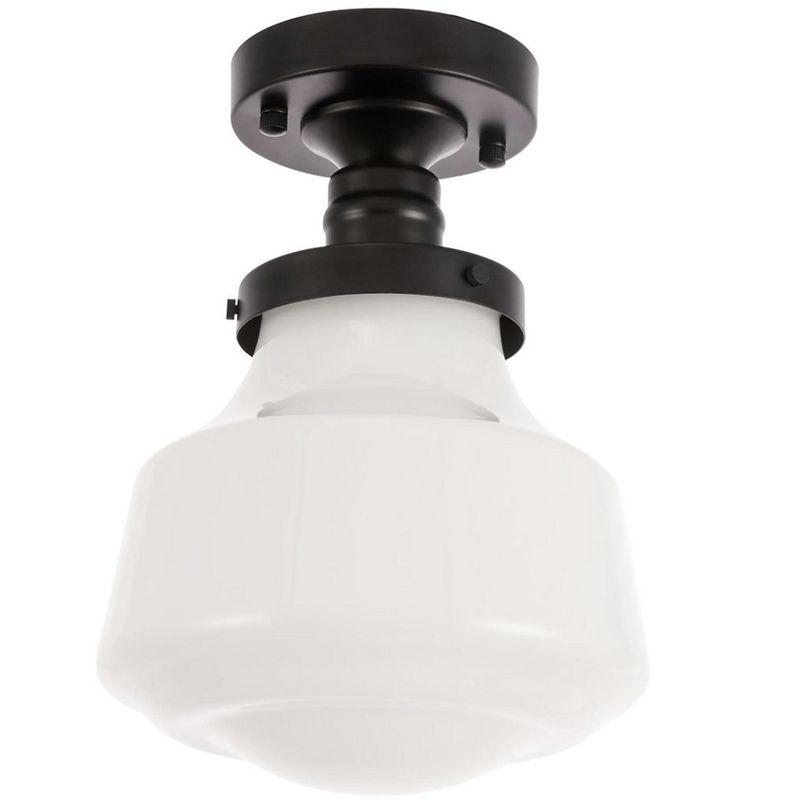 Elegant Lighting Lyle 1 light Black and frosted white glass Flush mount