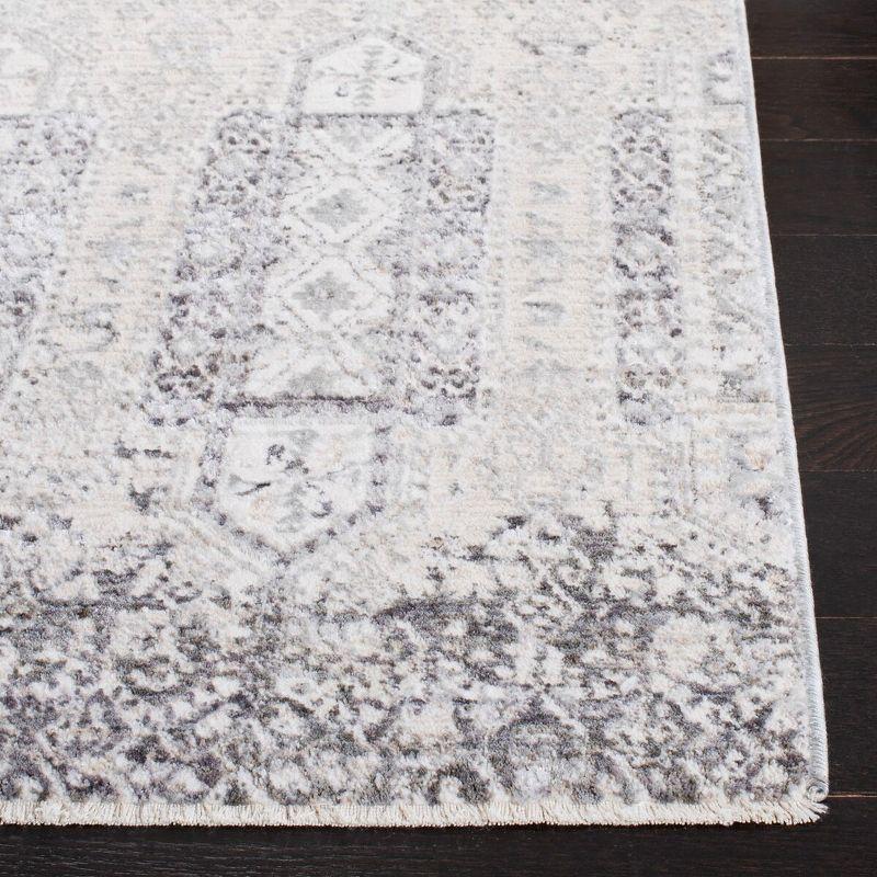 Gray Hand-Knotted Square Wool and Viscose Rug