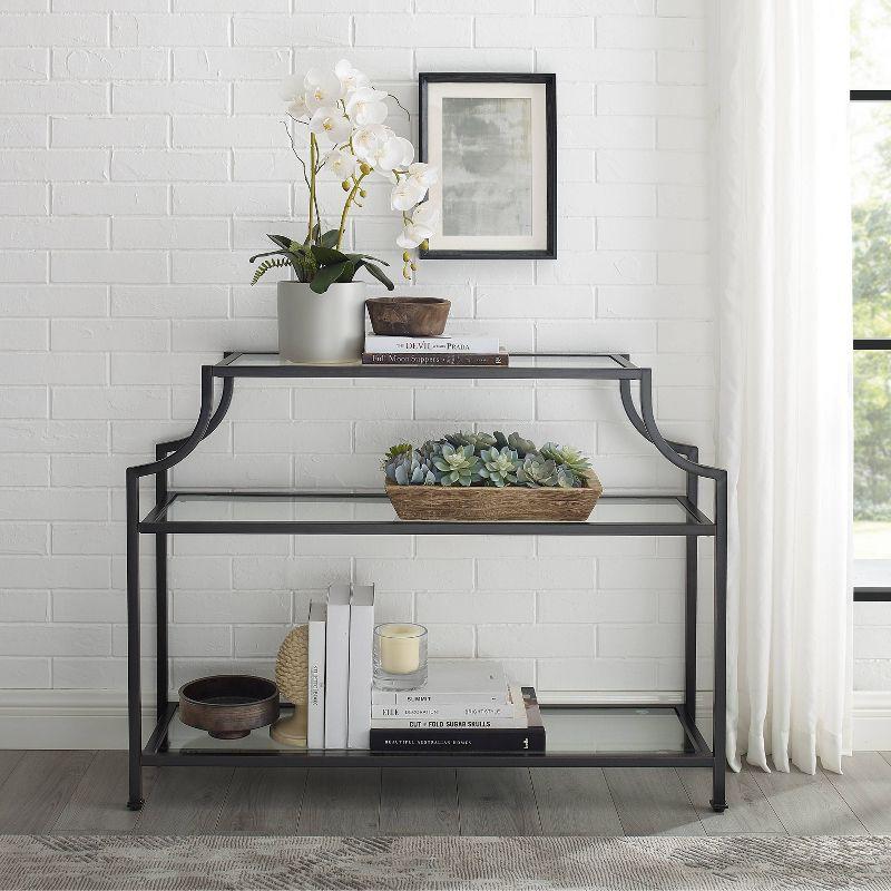 Aimee Oil Rubbed Bronze Glass Console Table with Storage