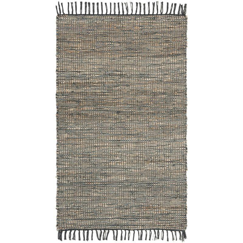 Vintage Leather VTL203 Hand Woven Indoor Accent Rug - Grey - 2'x3' - Safavieh
