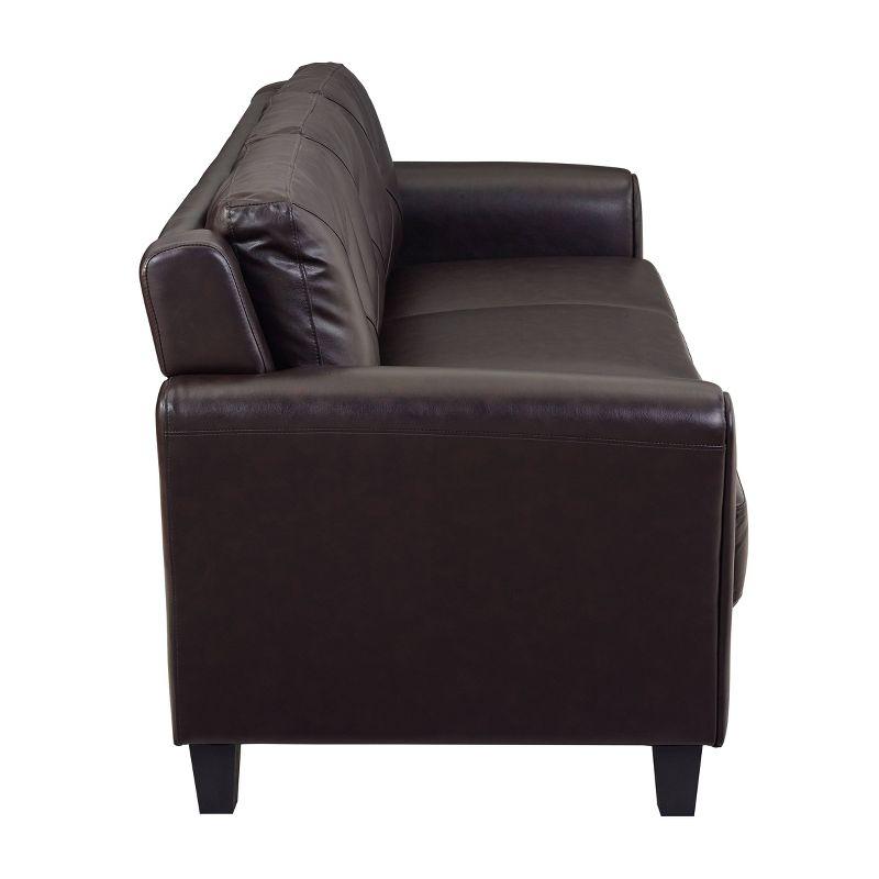 Helena Faux Leather Sofa Java Brown - Lifestyle Solutions: Upholstered, 3-Seater, Tufted Back, High-Density Foam