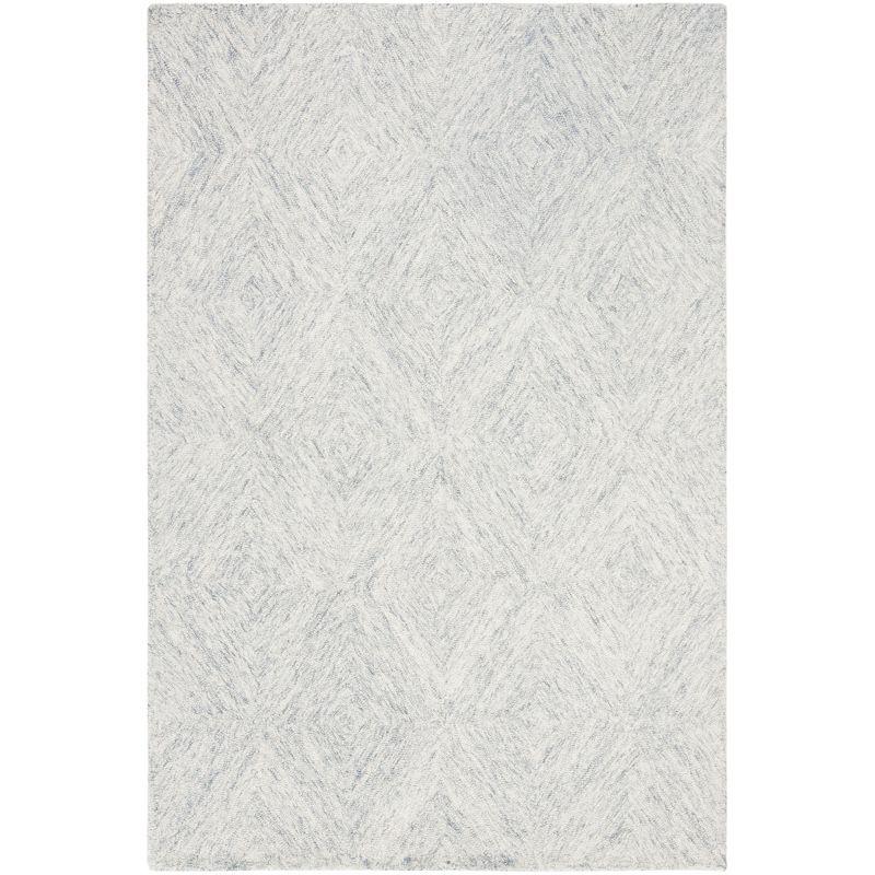 Handmade Gray Geometric Tufted Wool Area Rug, 4' x 6'