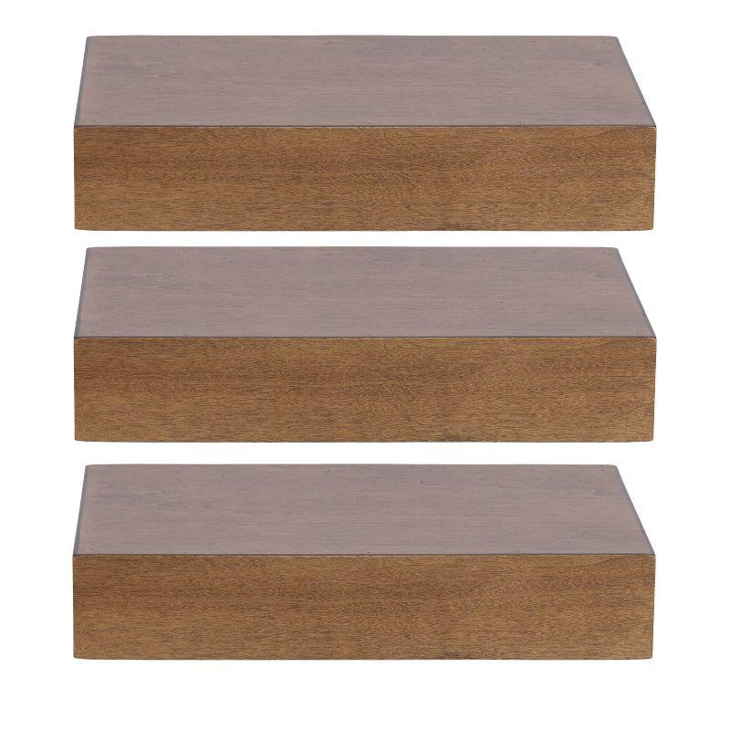 Kate & Laurel All Things Decor (Set of 3) 12" Havlock Wood Floating Shelves Rustic Brown