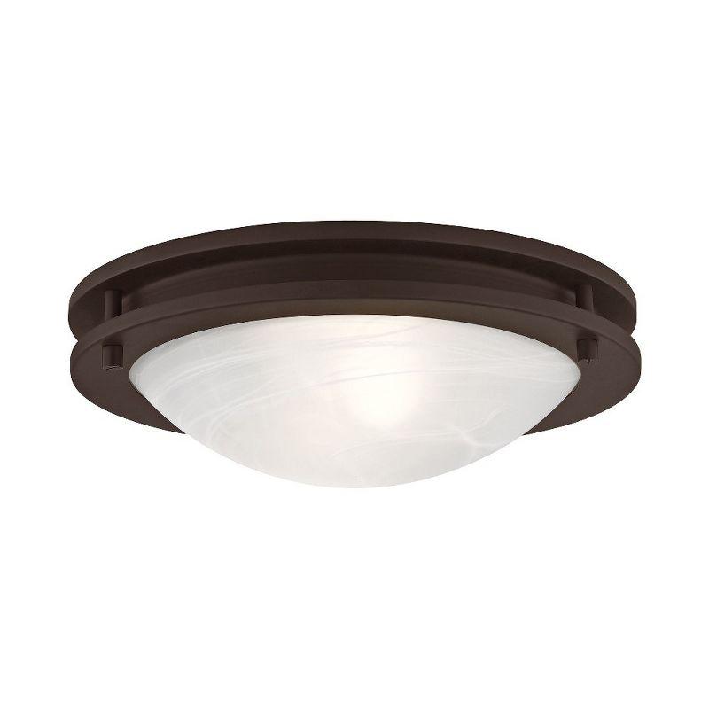 Ariel Contemporary 11" Bronze Bowl Ceiling Light with White Alabaster Glass