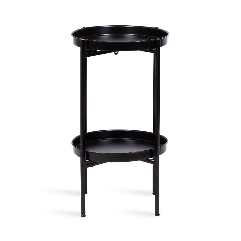 Kate and Laurel Celia Round 2-Tier Metal Foldable Tray Table