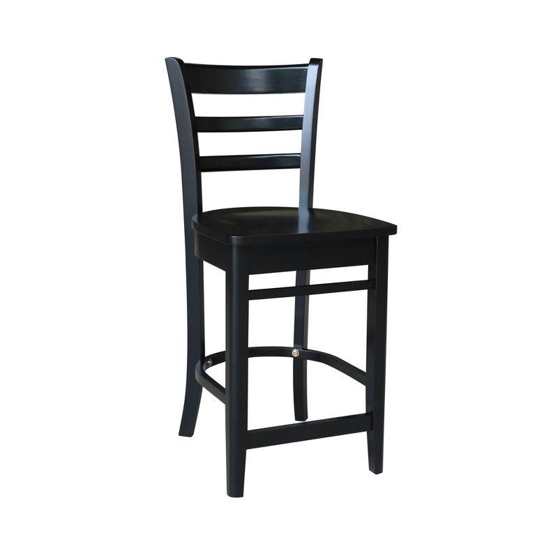 24" Emily Counter Height Barstool Antiqued Black - International Concepts: Solid Wood, Ladder-Back, Square Seat