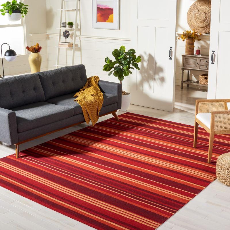 Striped Kilim STK601 Hand Loomed Area Rug - Red - 5'x8' - Safavieh.