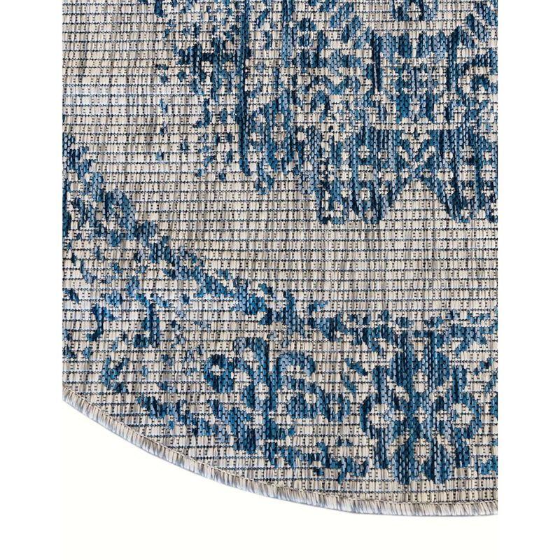 Unique Loom 5' 3 x 8' 0 Oval Indoor/Outdoor Traditional Blue Area Rug