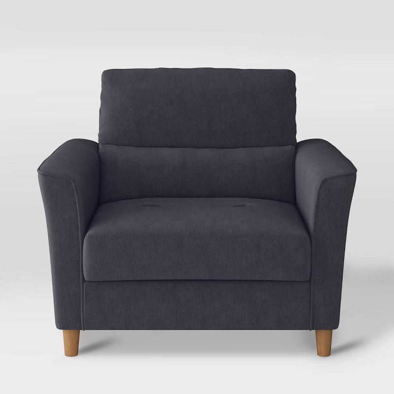 Comfy Nook Dark Grey Microfiber Wood Accent Chair