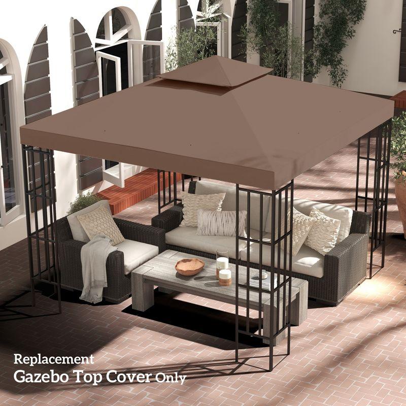 Outsunny Gazebo Replacement Canopy for Model 01 -0153, 2-Tier Top Cover for 9.84' x 9.84' Outdoor Gazebo, Coffee (TOP ONLY)