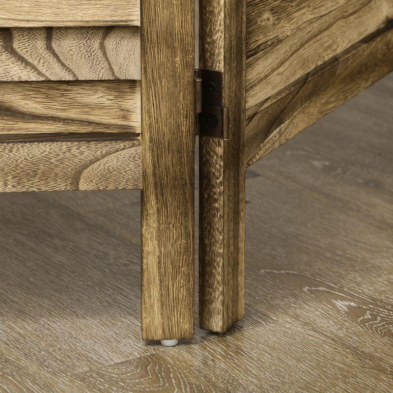 HOMCOM 4 Panel Room Divider, 5.5' Tall Wood Indoor Portable Folding Privacy Screens, Double Hinged Partition Wall Dividers for Home, Brown