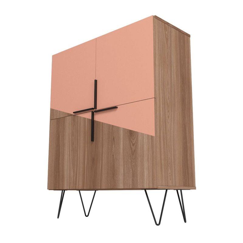 43.7" Beekman Low Cabinet Brown/Pink - Manhattan Comfort: Metal Legs, 4 Shelves, Accent Furniture