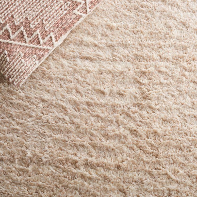 Beige Hand-Tufted Wool Shag Area Rug 8' x 10'