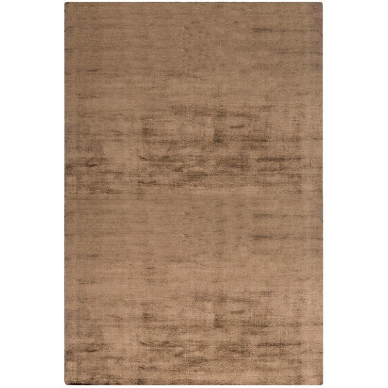 Luxurious Hand-Knotted Brown Wool & Viscose 4' x 6' Area Rug