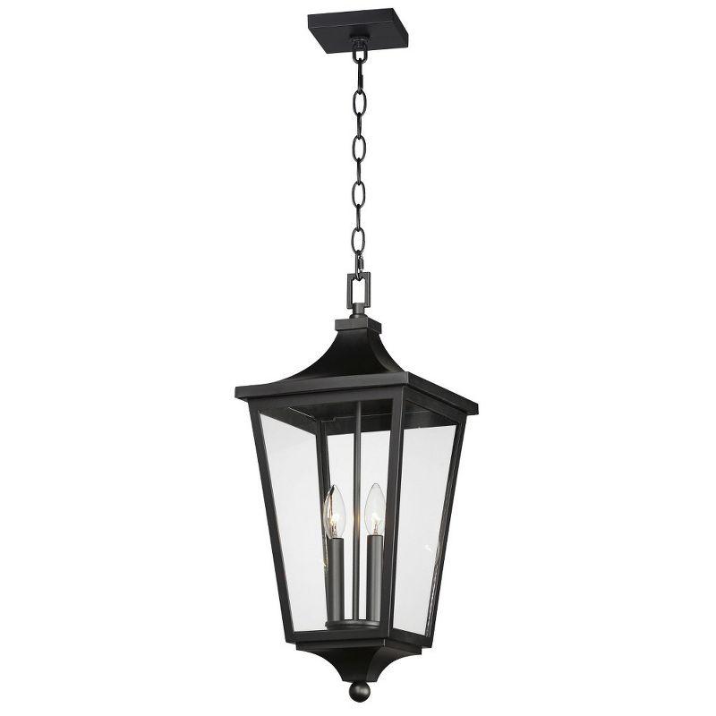 Black 2-Light Outdoor Hanging Lantern with Clear Glass