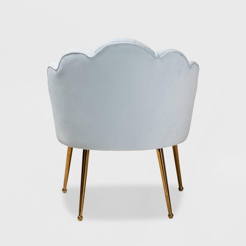 Cinzia Velvet Upholstered Seashell Shaped Accent Chair - Baxton Studio