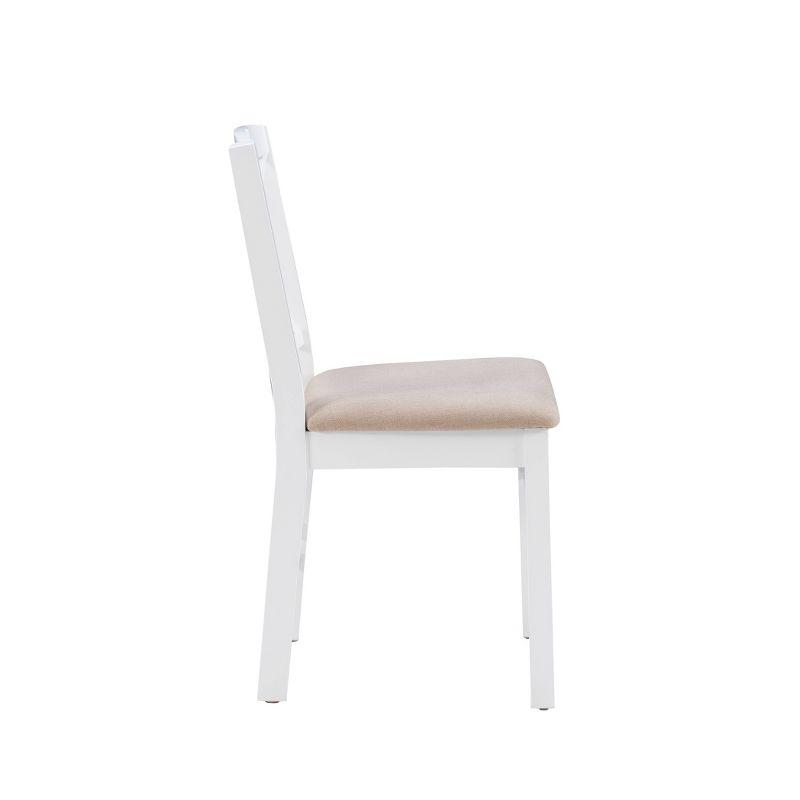 Set of 2 Triena X-Back Linen Folding Chairs White - Linon: Beige Seat, Rubberwood Frame, 225 lbs Capacity
