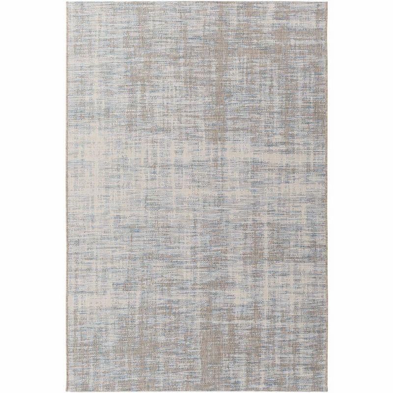 Harper Blue and Taupe Abstract Synthetic 4' x 6' Area Rug