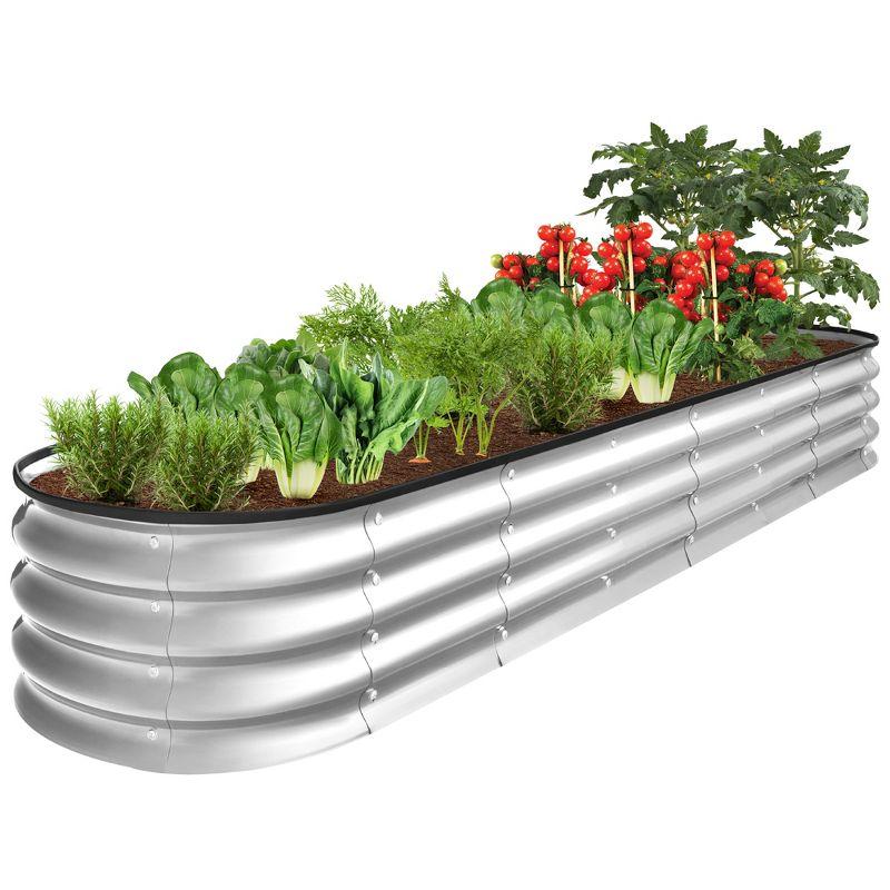 Rorrie 8x2x1ft Outdoor Metal Raised Oval Garden Bed, Planter Box for Vegetables, Flowers