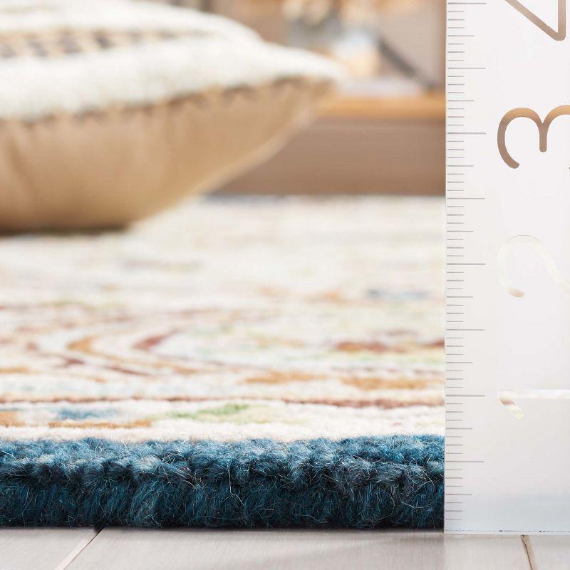 Aubusson AUB202 Handmade Tufted Accent Rug - Ivory/Blue - 3' X 5' - Safavieh