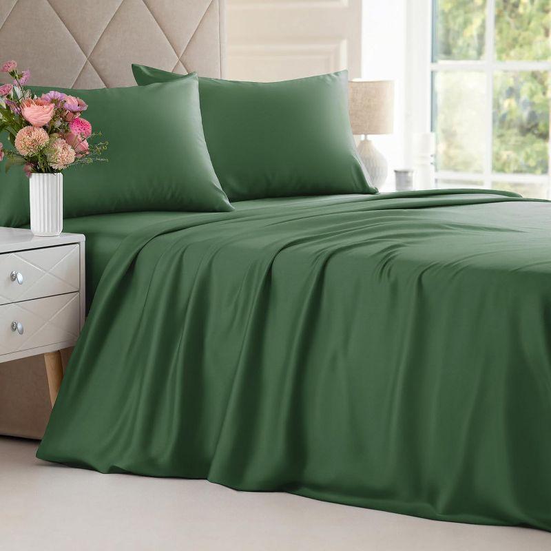 CGK Linens Premium Rayon From Bamboo 4 Piece Deep Pocket Ultra Soft & Cooling Sheet Set