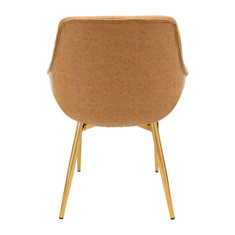George Oliver Matthew Leather Dining Chair with Powder-Coated Gold Iron Legs Accent Side Chair Foam Padded Seat Versatile Kitchen Chair
