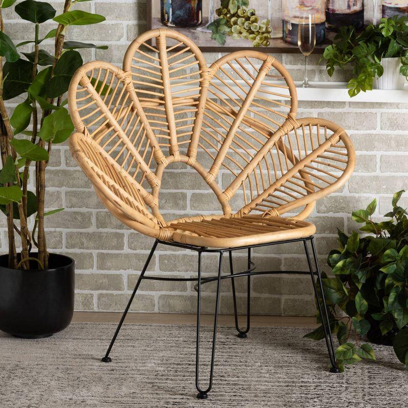 Garan Rattan and Metal Accent Chair Natural/Black - bali & pari: Handcrafted, No Assembly, Bohemian Style