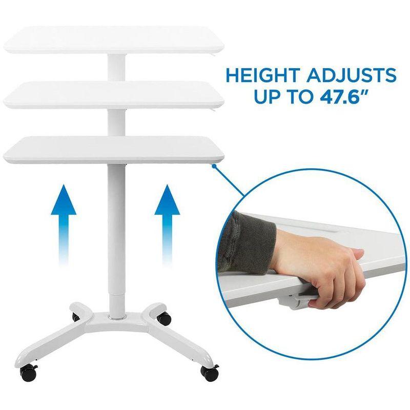 Mount-It! Standing Mobile Laptop Cart, Sit Stand Rolling Desk, Supports up to 17.6 Lbs., White