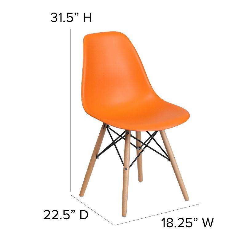 Flash Furniture Elon Series Plastic Chair with Wooden Legs for Versatile Kitchen, Dining Room, Living Room, Library or Desk Use