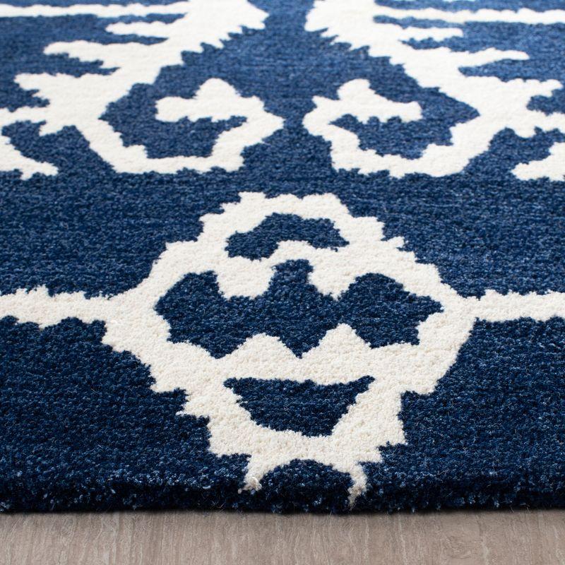 Royal Blue and Ivory Wool Tufted Square Area Rug