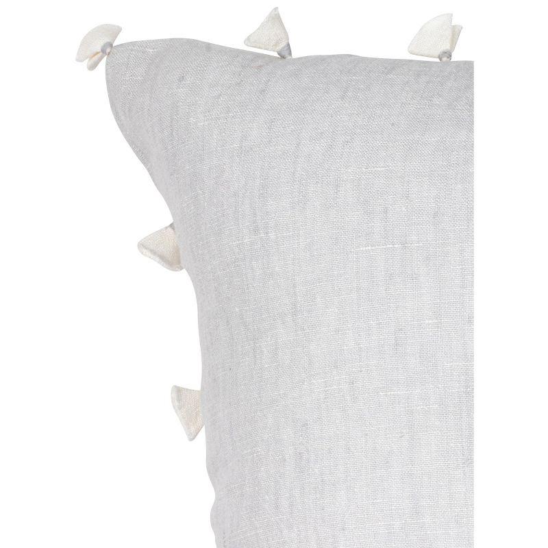 Light Gray Linen Tassel Throw Pillow, 13" x 13"