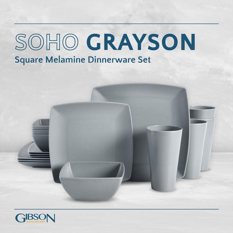 Gibson Home 16 Piece Melamine Dinnerware Set, Service for 4