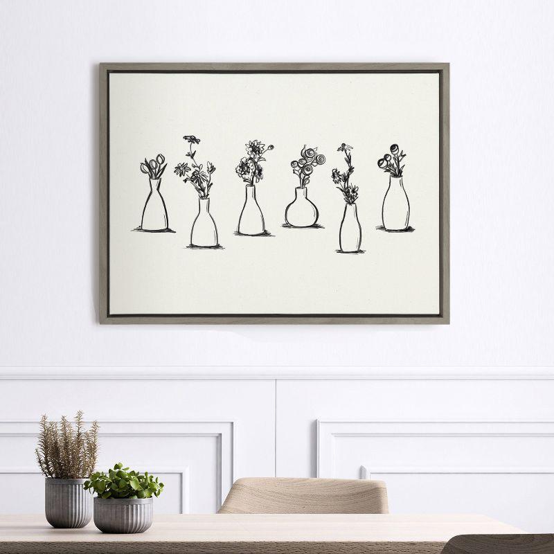 18" x 24" Sylvie Still Life Group of Flowers in Vases Framed Canvas by the Creative Bunch Studio Gray - Kate & Laurel All Things Decor: