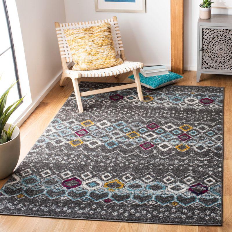 Dark Grey and Ivory Rectangular Synthetic Area Rug