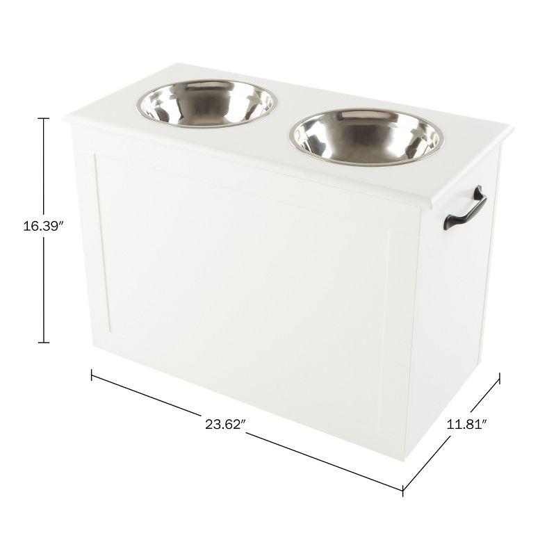 Petmaker PETMAKER Elevated Dog Bowls with Storage, White