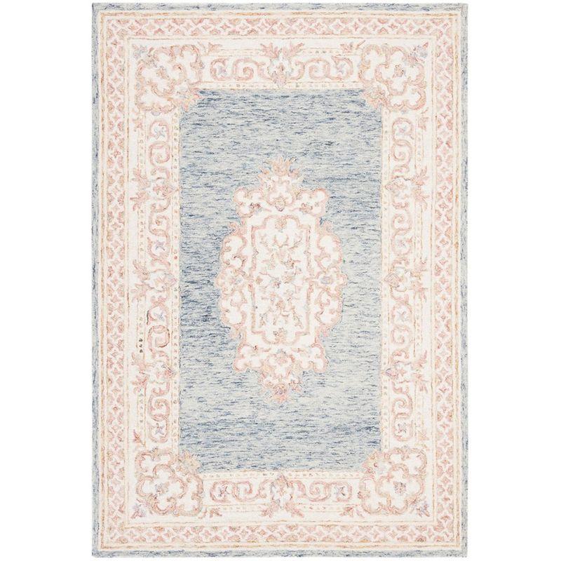 Handmade Blue Wool Medallion 4' x 6' Tufted Rug