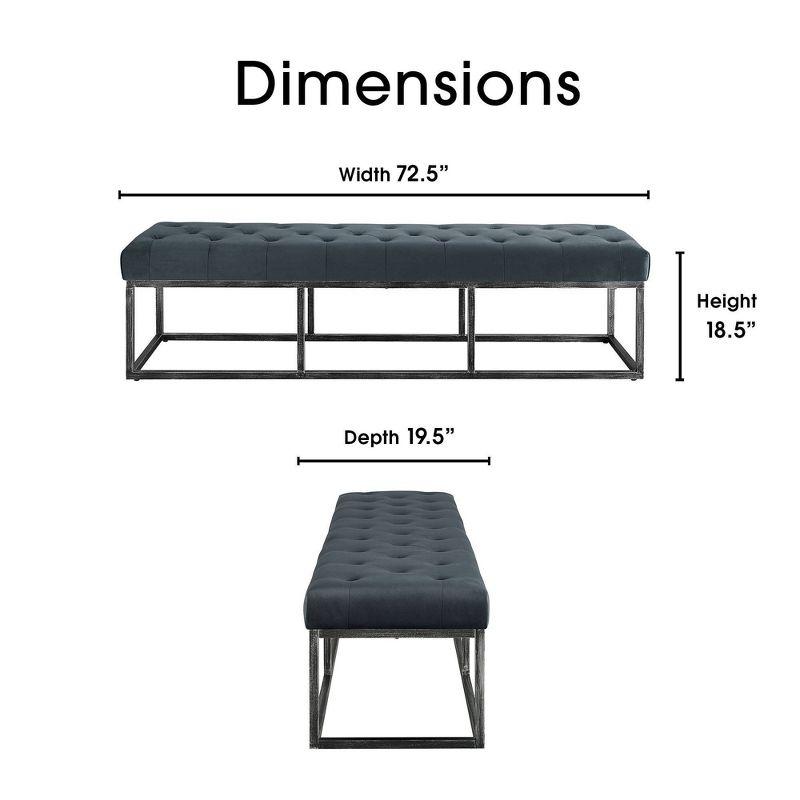 Danes Claire Tufted Bench with Iron Legs, Modern 72.5" Bench for Bedroom or Living Room