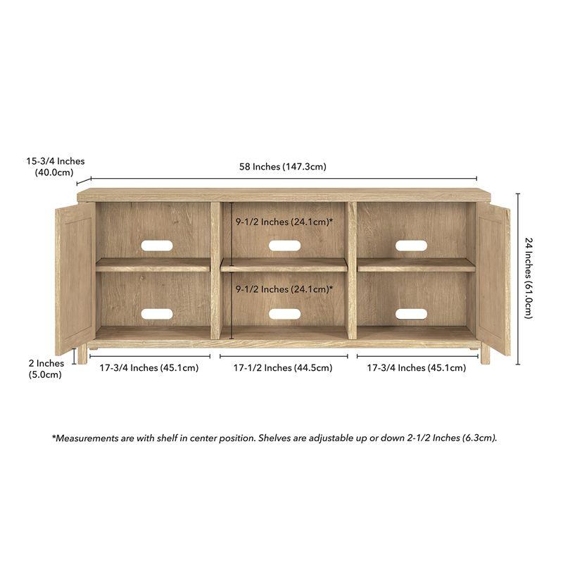 58 Inch White Oak TV Stand - Henn&Hart