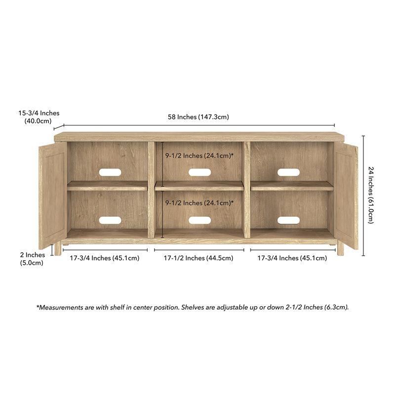 Modern Farmhouse 58" White Oak TV Stand with Hidden Storage