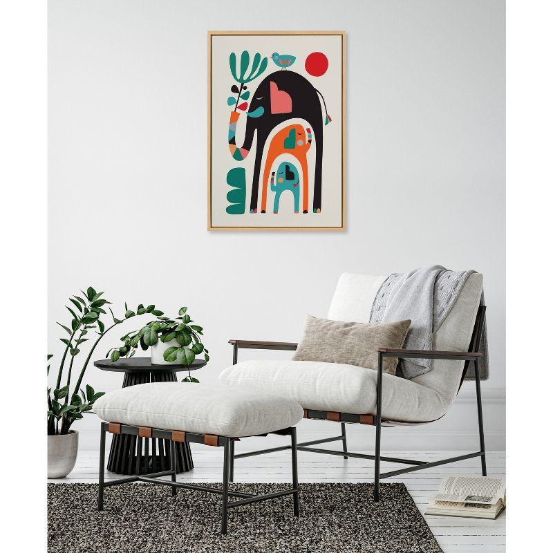Kate & Laurel All Things Decor 23"x33" Sylvie Three Elephants Wall Art by Rachel Lee Natural: Mid-Century Modern Canvas