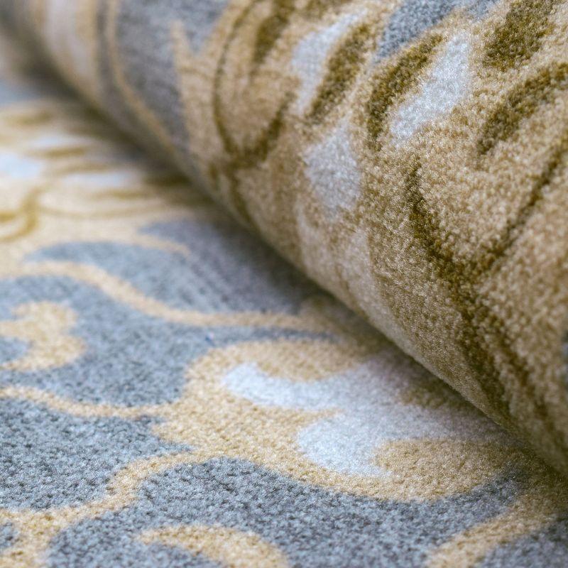 Vintage Floral Damask Non-Slip Washable Indoor Runner or Area Rug, 4'x6', Taupe - Blue Nile Mills