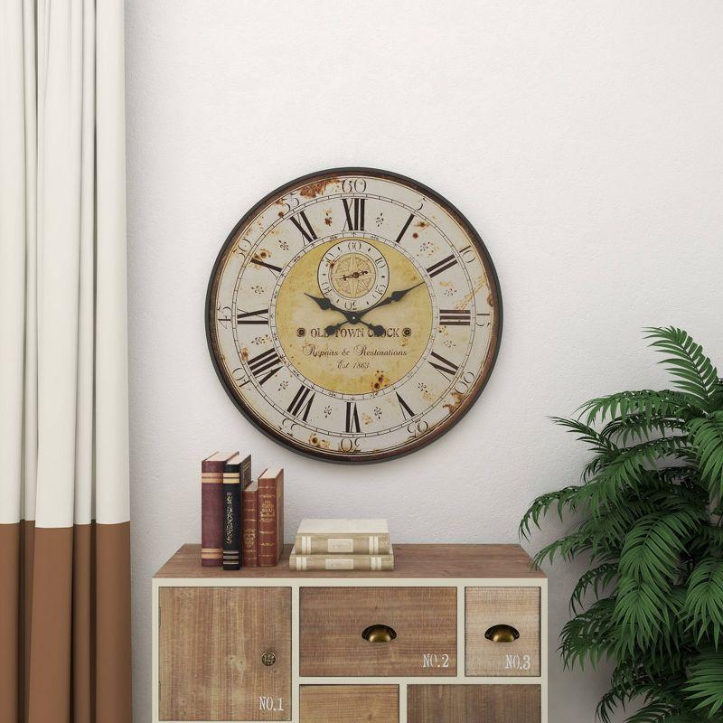 Vintage Wood Wall Clock with Typography Brown - Olivia & May