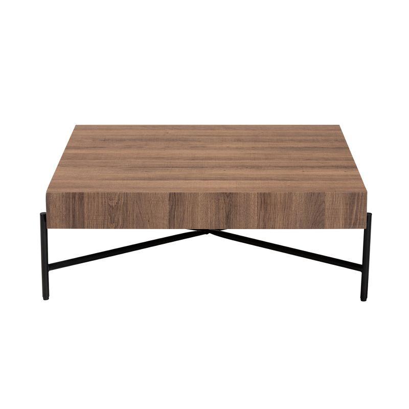 Baxton Studio Savion Modern Industrial Walnut Brown Finished Wood and Black Metal Coffee Table