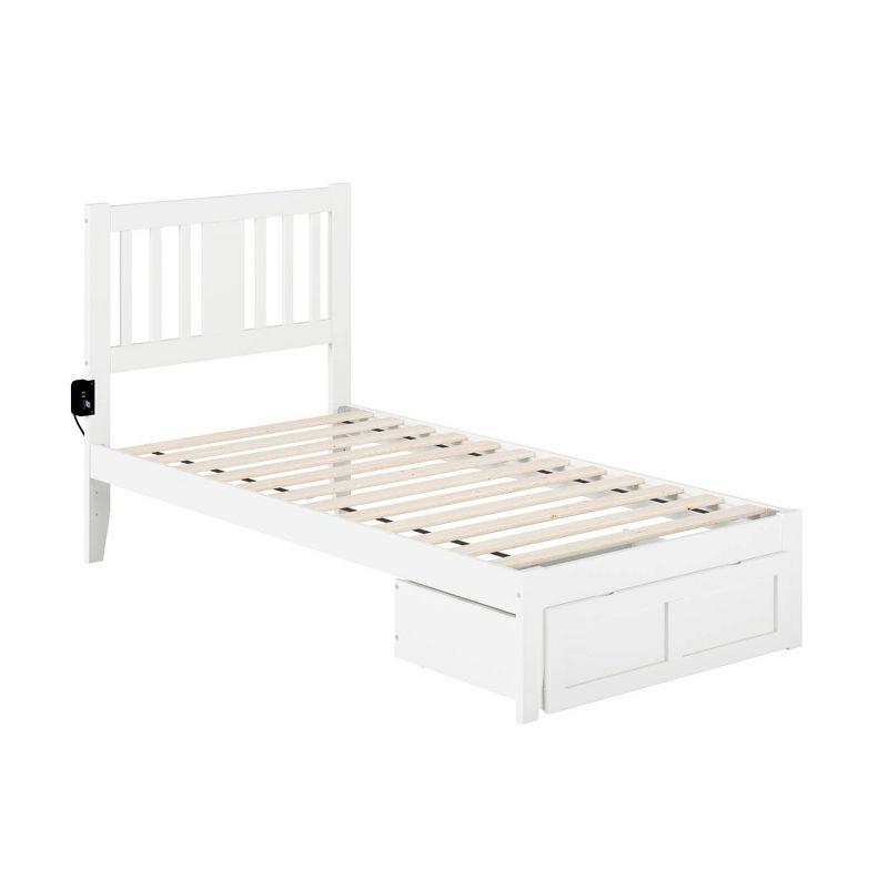 Tahoe Twin Mission White Wood Bed with Storage Drawer & USB Charger