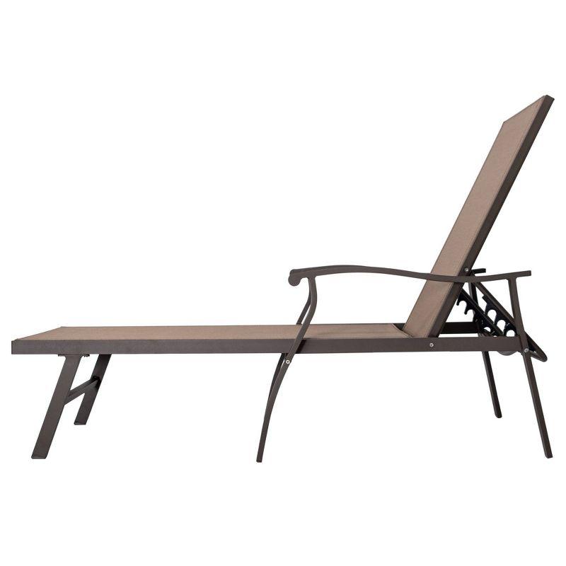 Outdoor Aluminum Adjustable Chaise Lounge Chair with Arms - Brown - Crestlive Products: Patio Furniture, Weather-Resistant