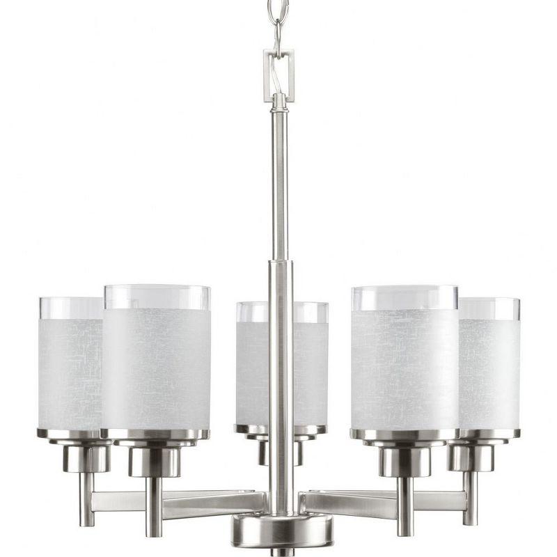 Progress Lighting Alexa Collection 5-Light Linear Chandelier, Brushed Nickel, Textured White Linen Glass