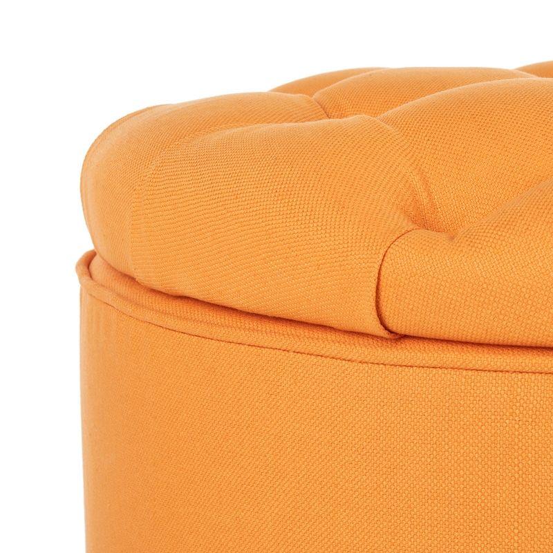 Amiela Tuffted Storage Ottoman - Tangerine - Safavieh